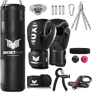 Punching Bag for Adults, 4ft Heavy Boxing Bag Set with 12 OZ